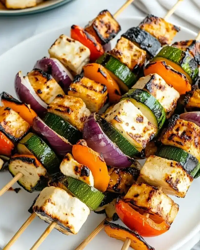 Grilled Greek Halloumi Kebabs Recipe