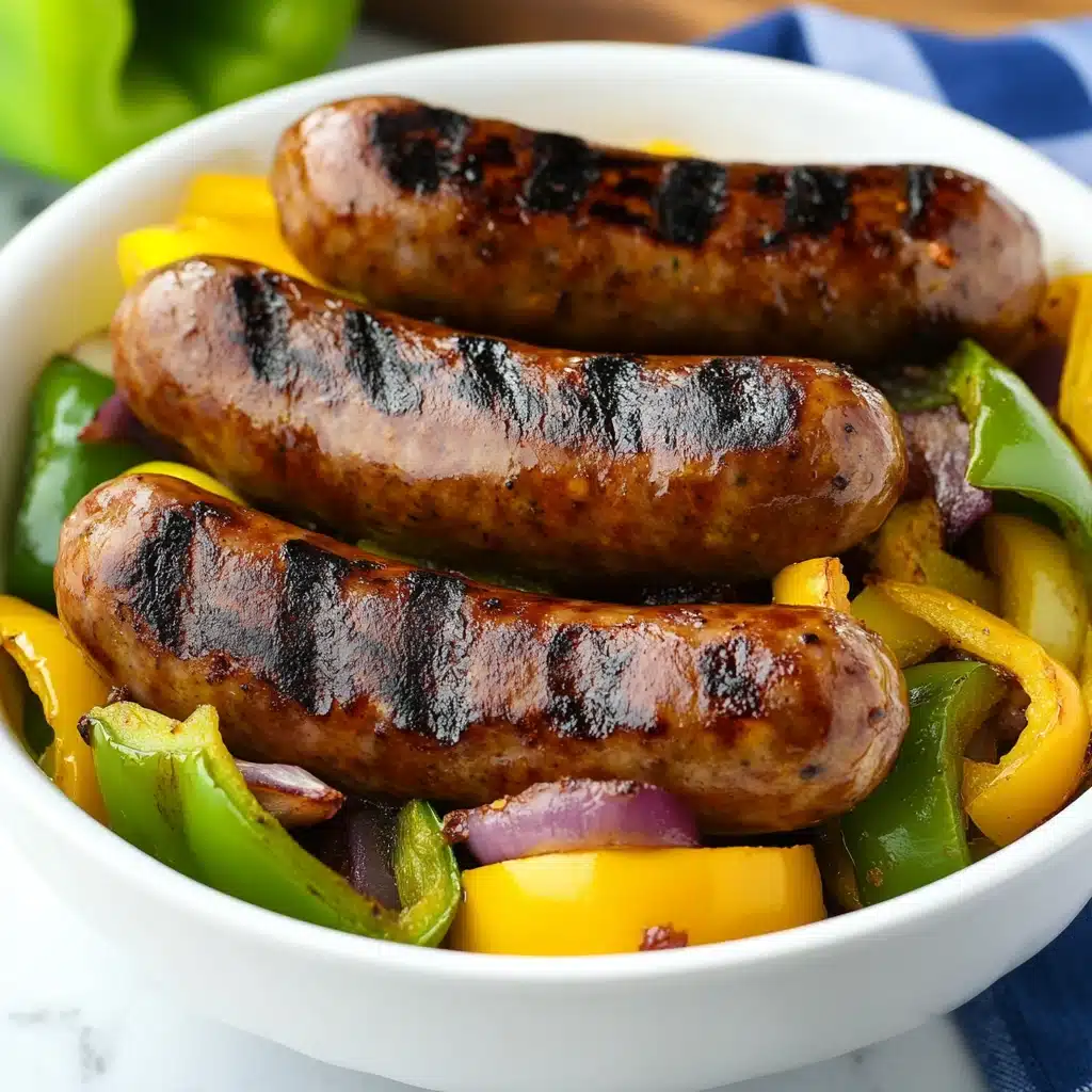 Spicy Sriracha Grilled Sausage and Peppers Recipe - Recipe Image