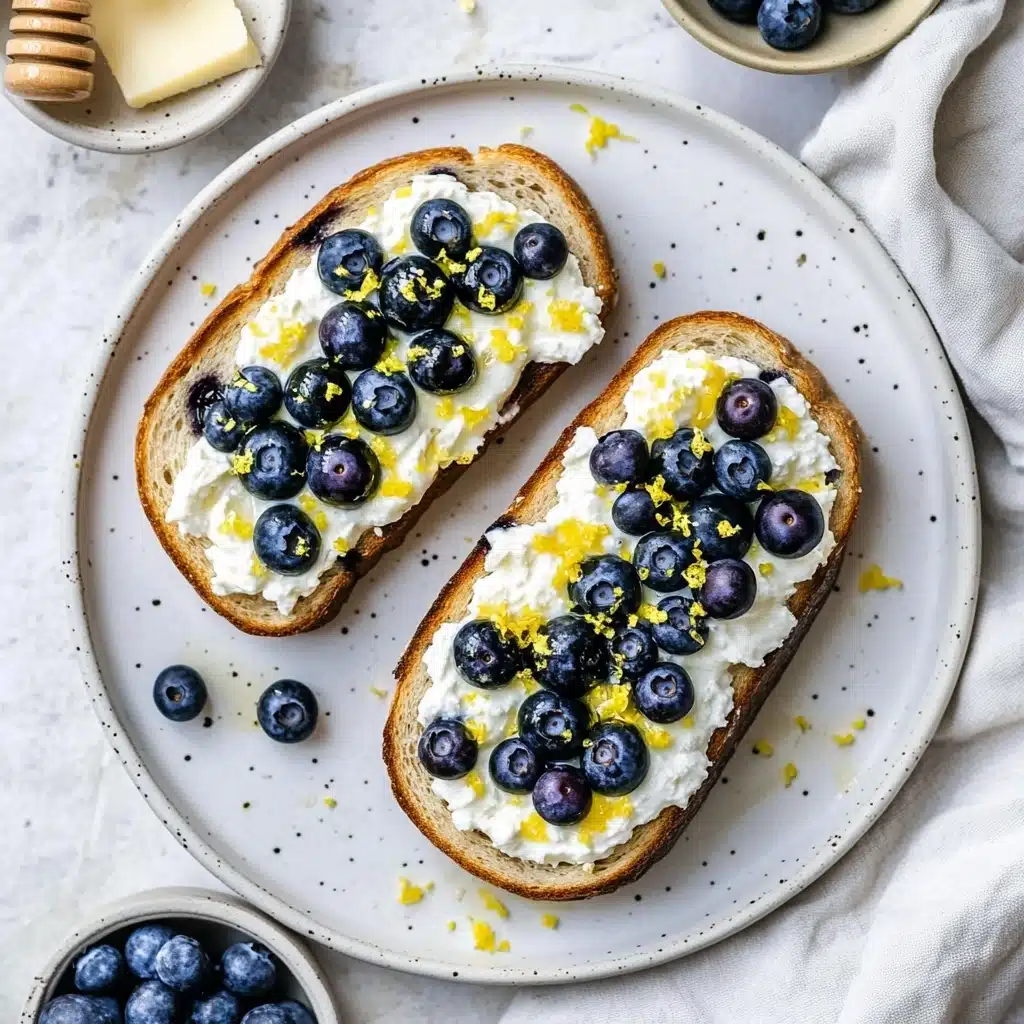 Lemon Blueberry Ricotta Toast With Honey Recipe - Recipe Image