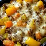 Crockpot Cheesesteak Potato Casserole Recipe