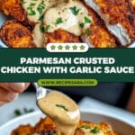 Parmesan Crusted Chicken with Creamy Garlic Sauce Recipe