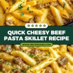 Cheesy Ground Beef Pasta Skillet Recipe