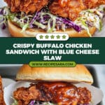 Fried Buffalo Chicken Sandwiches with Blue Cheese Slaw Recipe
