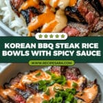 Korean BBQ Steak Rice Bowls with Spicy Cream Sauce Recipe