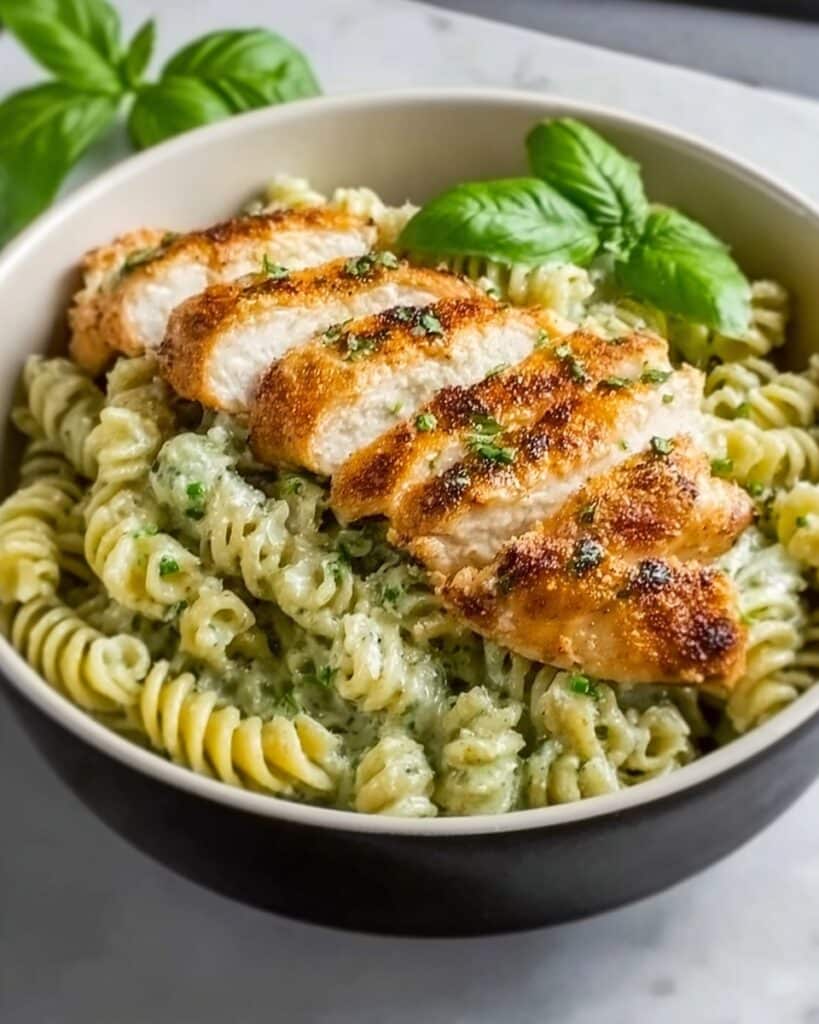 Pesto Pasta with Crispy Parmesan Chicken Recipe