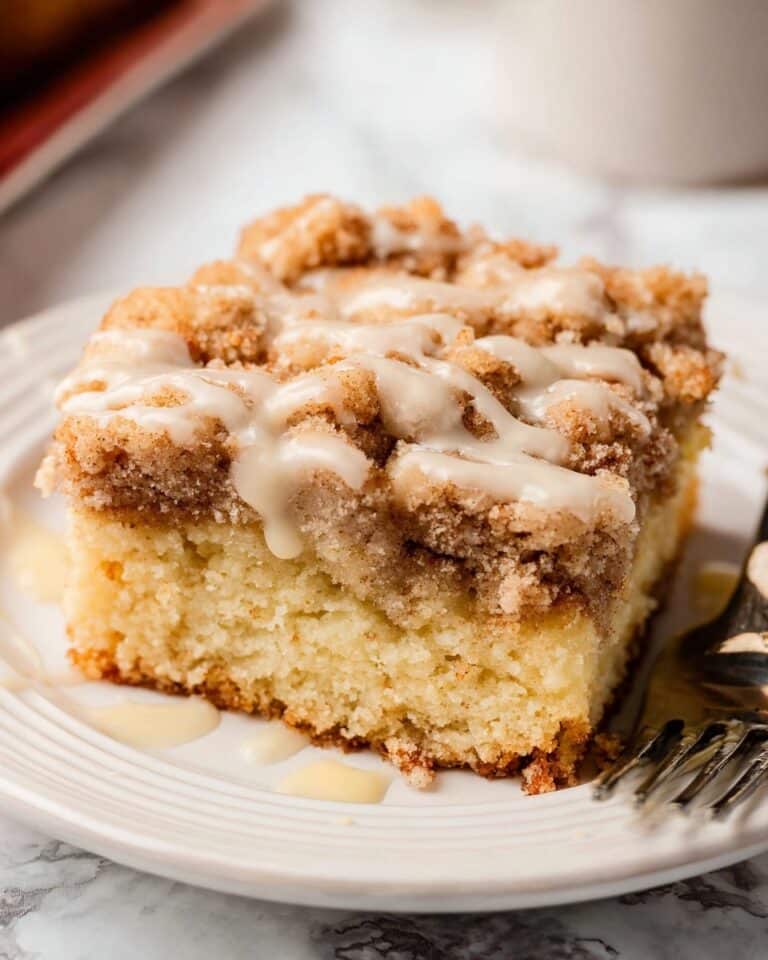 Apple Crumb Cake with Cinnamon-Spiced Crumble and Apple Cider Glaze Recipe