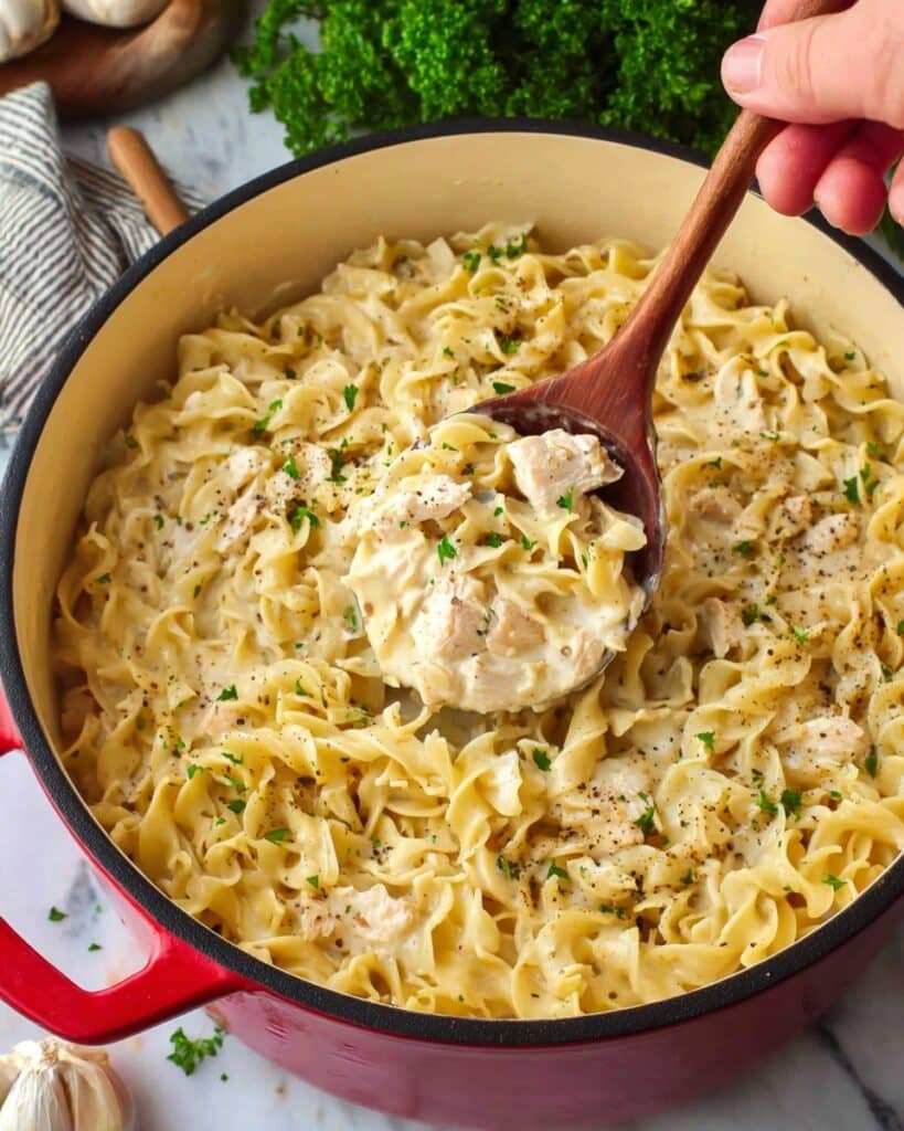 One Pot Chicken and Noodles Skillet Recipe
