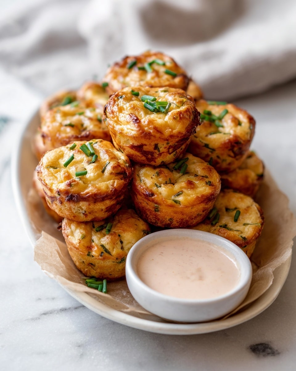 The image shows a white plate filled with two rows of small, round baked mini quiches or egg muffins. Each mini muffin has a golden brown crust on the outside with a slightly uneven top in light yellow color mixed with green herbs or vegetables. The texture looks firm but tender with some bubbling and browning on the surface. The plate is placed on a white marbled surface, with parts of a red and green cloth visible on the edges. The mini muffins are close together, and the photo is taken close up, showing the details of the baked tops and crusts photo taken with an iphone --ar 4:5 --v 7