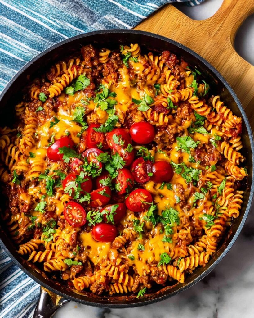 One Pot Beef Enchilada Pasta Recipe