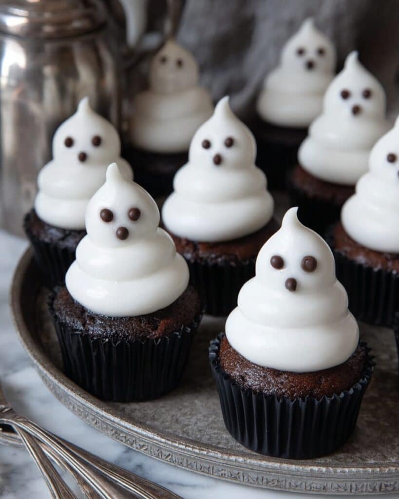 Spooky Halloween Ghost Cupcakes with Italian Meringue Recipe