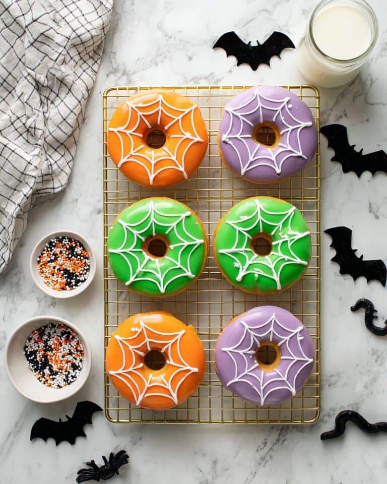 Halloween Baked Donuts with Colorful Glaze and White Chocolate Decorations Recipe