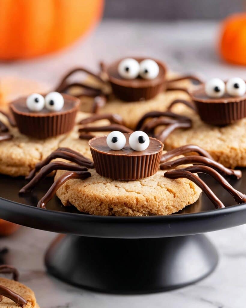 Spider Peanut Butter Cookies with Reese’s and Candy Eyes Recipe
