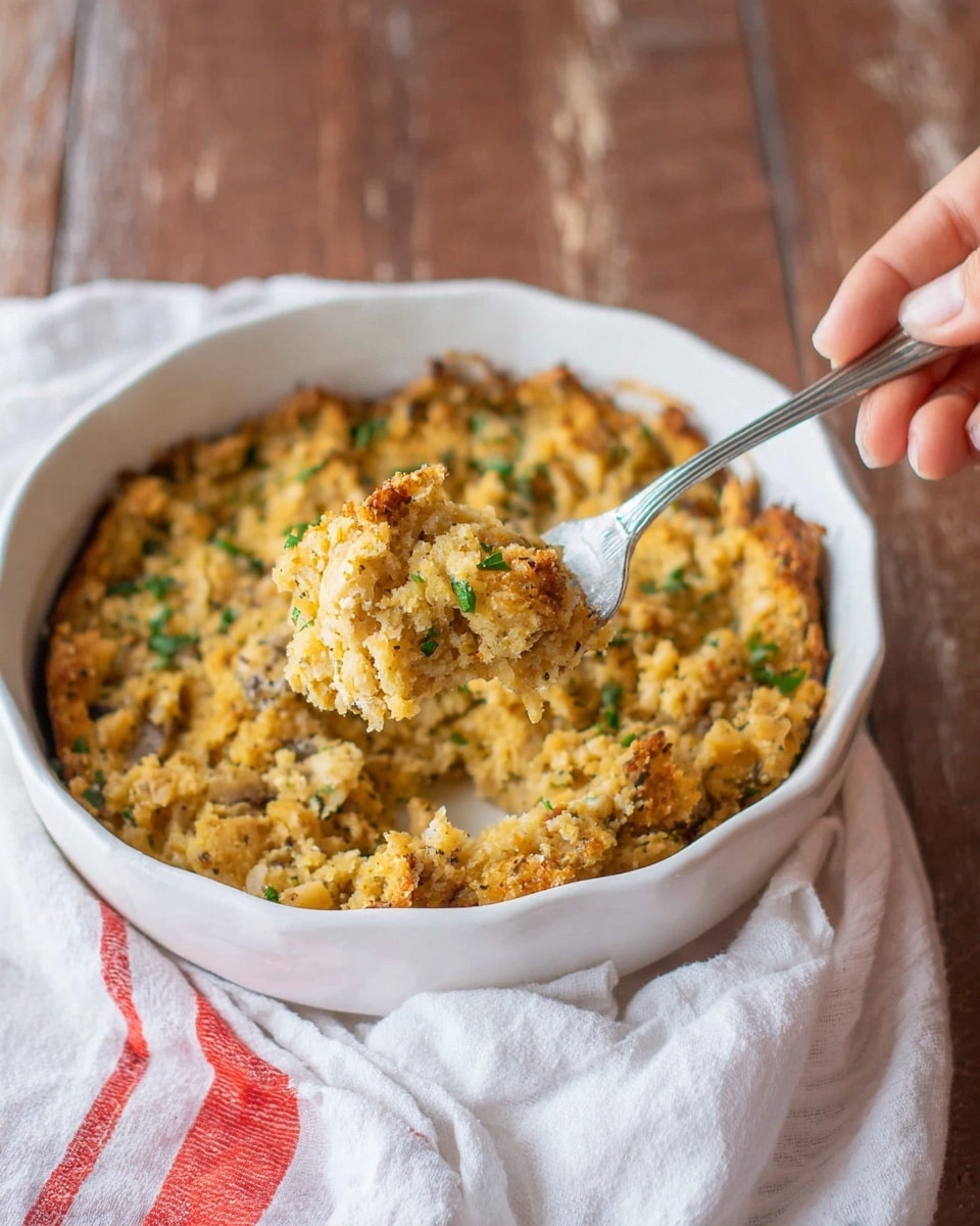 A single-layer creamy casserole with a golden brown, slightly crispy top, dotted with small browned bits and fresh chopped green herbs scattered over the surface, sitting inside a black slow cooker with a shiny interior. The casserole looks thick and textured with small chunks and a baked cheese or sauce layer visible on top. The slow cooker is placed on a wooden board over a white marbled surface photo taken with an iphone --ar 4:5 --v 7
