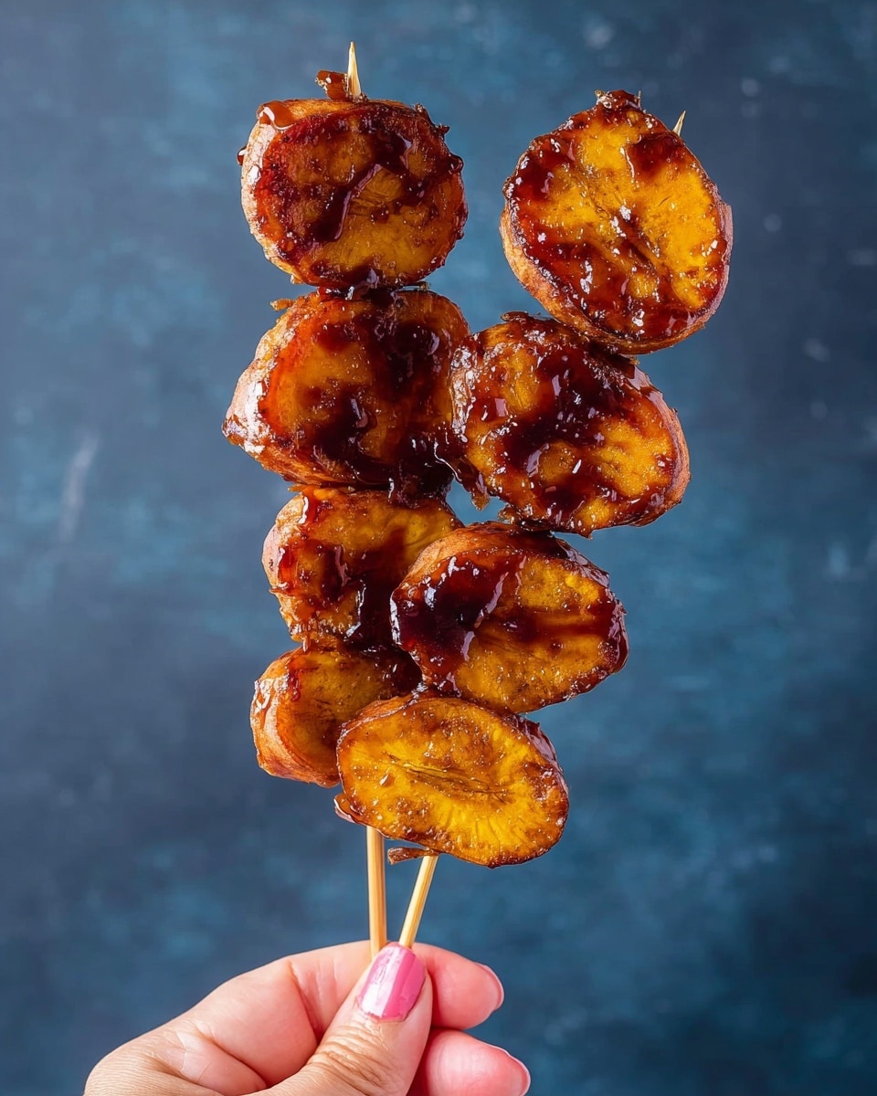 The image shows a close-up view of several slices of roasted sweet potatoes laid out on a metal cooling rack. There are two main layers of sweet potato slices visible: the top side is a shiny, sticky glaze in a rich golden orange and dark brown color, with a smooth texture and some glossy spots reflecting light, while the other side has a soft, slightly rough orange surface. The slices vary in shape, with some oval and others round, and are arranged in a scattered pattern on the rack, over a white marbled texture background. The glaze appears thick and unevenly spread, creating an appetizing look. Photo taken with an iphone --ar 4:5 --v 7