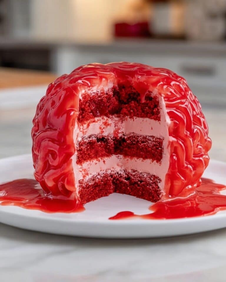 Brain Cake with Red Velvet Layers and Blood-Infused Buttercream Recipe