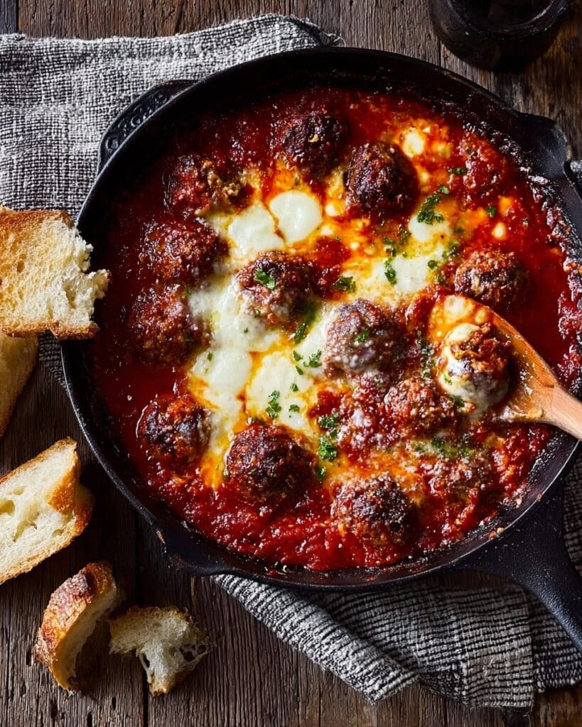 Meatball and Mozzarella Pan Bake Recipe