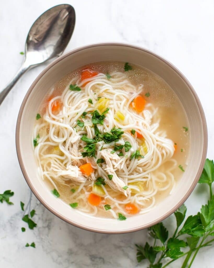 Creamy Pesto Chicken Noodle Soup Recipe
