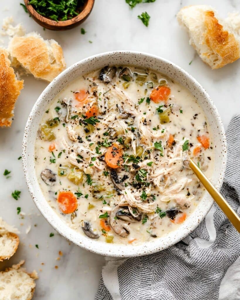 Slow Cooker Creamy Chicken and Wild Rice Soup Recipe