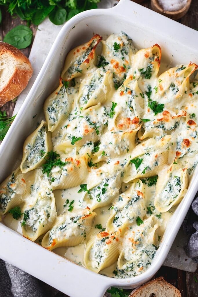 Creamy Chicken Stuffed Shells with Spinach Recipe