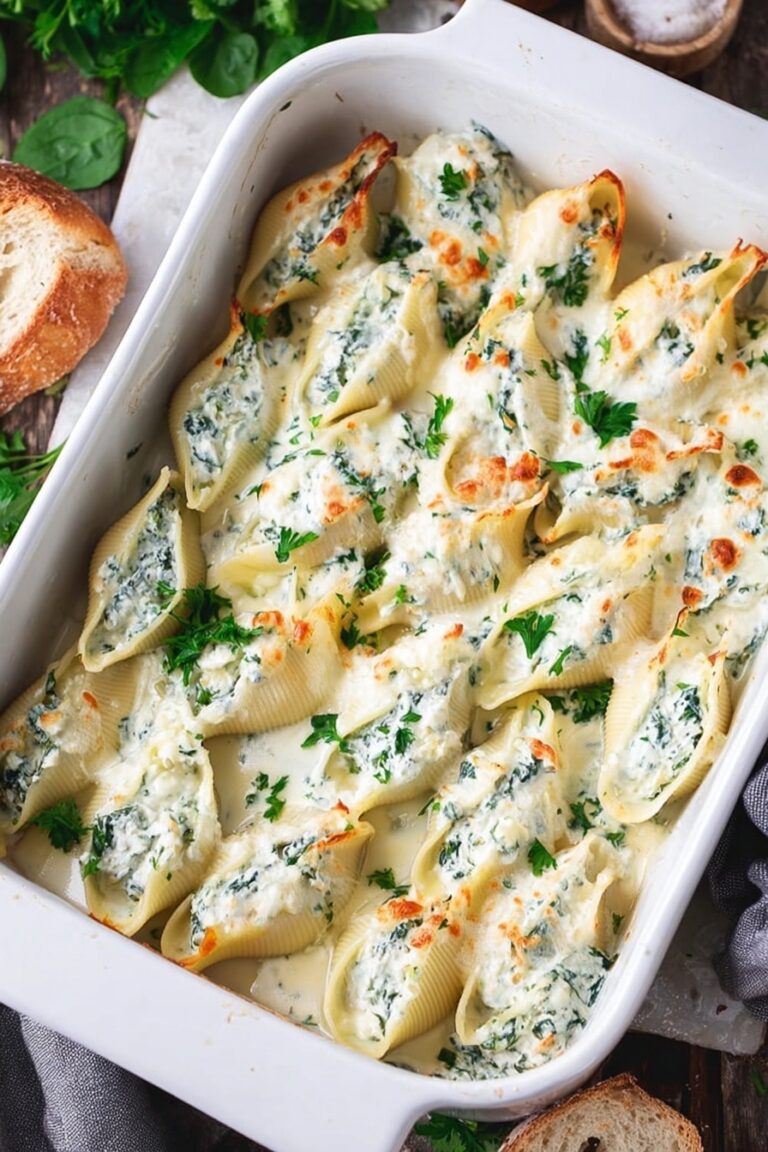 Creamy Chicken Stuffed Shells with Spinach Recipe