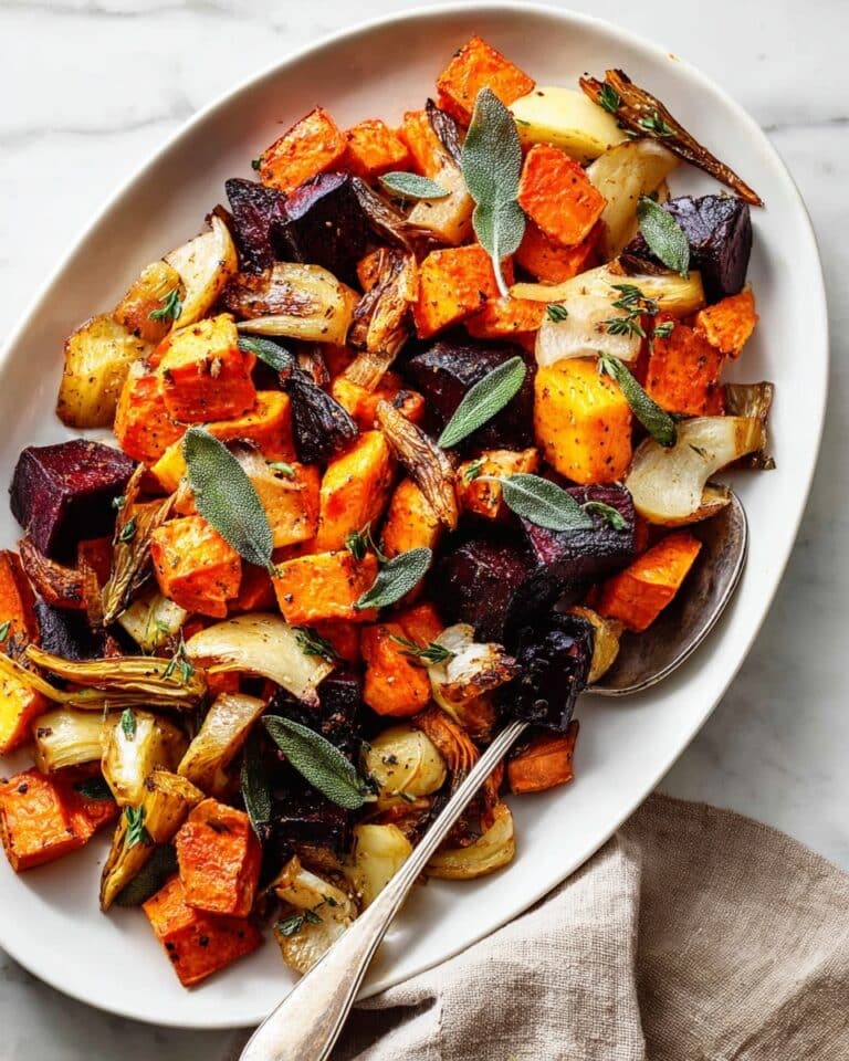 Roasted Root Vegetables with Crispy Sage and Herb Oil Recipe