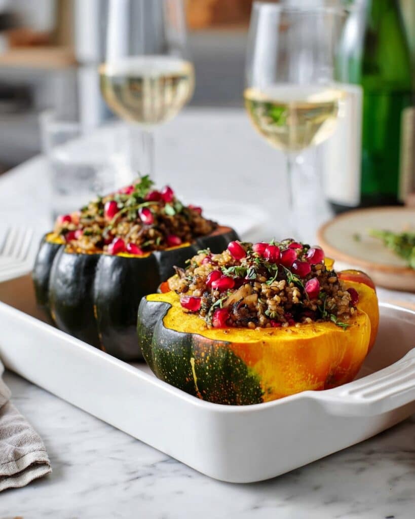 Stuffed Acorn Squash with Tempeh, Mushrooms, and Cranberries Recipe