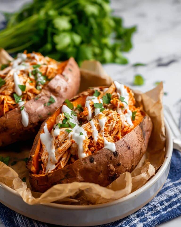 Slow Cooker Buffalo Chicken Stuffed Sweet Potatoes Recipe