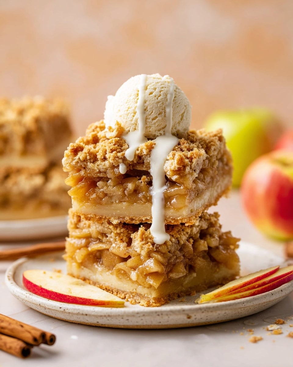 The image shows a flat lay of ingredients for baking, arranged neatly on a white marbled surface. At the bottom left, a glass bowl is filled with sliced apples in pale yellow and green shades. Around the bowl, there are small white bowls and dishes holding white sugar, brown sugar with a crumbly texture, white flour with a powdery look, rolled oats in light beige, and cornstarch that is a fine white powder. Nearby, a peeled lemon halved in two is placed in a small white bowl, beside a glass measuring cup filled with clear water. Two sticks of pale yellow butter are unwrapped and placed on the surface. Scattered around are cinnamon sticks, a small white dish with ground nutmeg, and a tiny bowl with dark brown cinnamon powder. Three whole apples with shades of green and red rest on the top and right sides. A small white cup of dark vanilla extract completes the arrangement, all lit evenly as if by natural light. Photo taken with an iphone --ar 4:5 --v 7