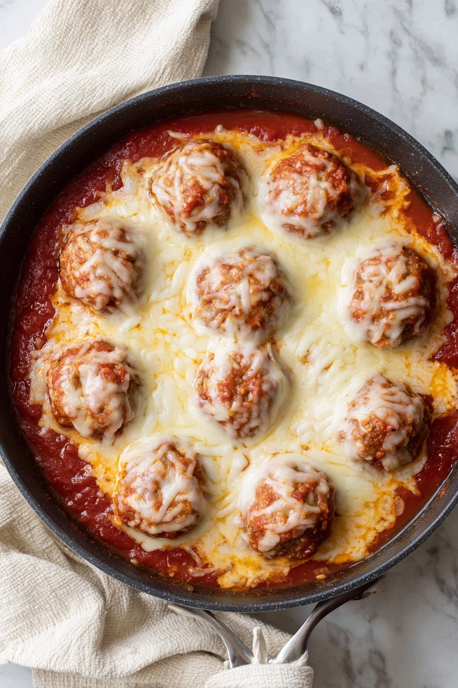 The image shows a white speckled bowl holding three meatballs covered with bright red tomato sauce. One meatball is cut in half, showing a light brown, soft inside with a fine texture. Melted cheese clings to one meatball with a thin string of cheese stretching out. A fork rests inside the bowl near the meatballs. In the foreground, a small bowl filled with grated white cheese sits out of focus. In the background, part of a white bowl holding more meatballs in sauce is visible. The whole scene is set on a surface with a white marbled texture. photo taken with an iphone --ar 2:3 --v 7 - Baked Chicken Parmesan Meatballs, chicken parmesan meatballs, Italian meatballs, baked chicken meatballs, cheesy marinara meatballs