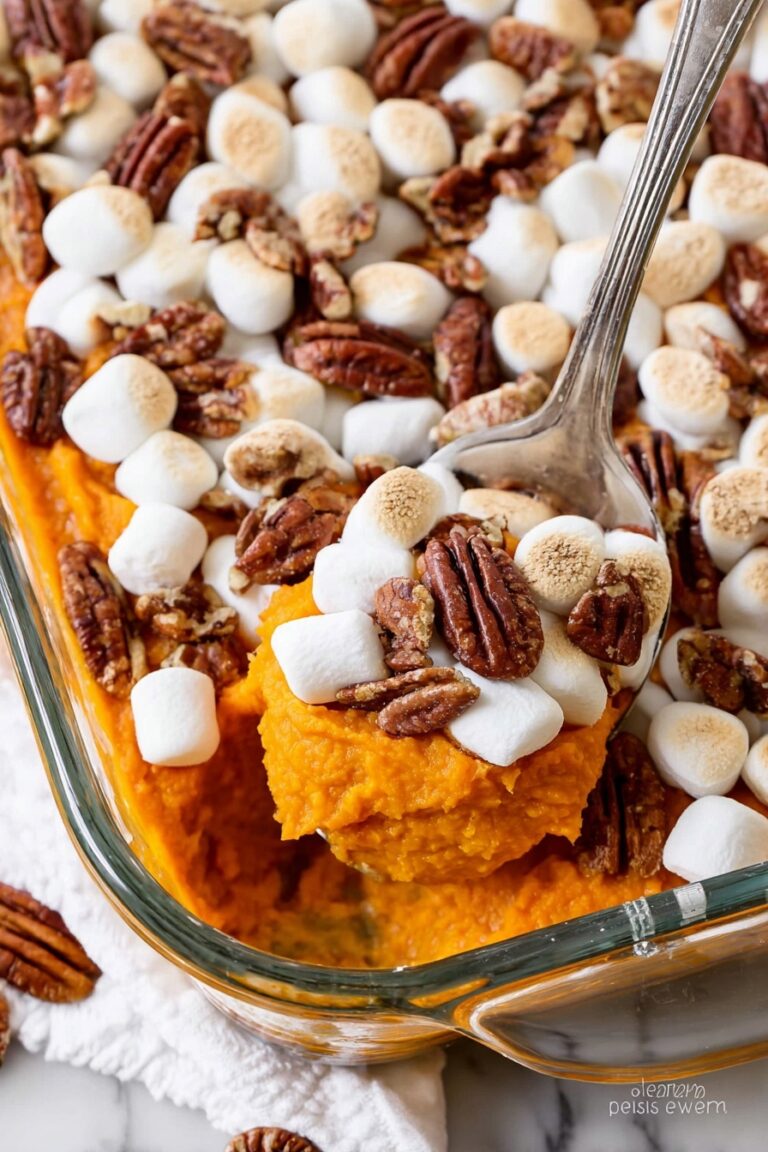Sweet Potato Casserole with Pecans and Marshmallows Recipe