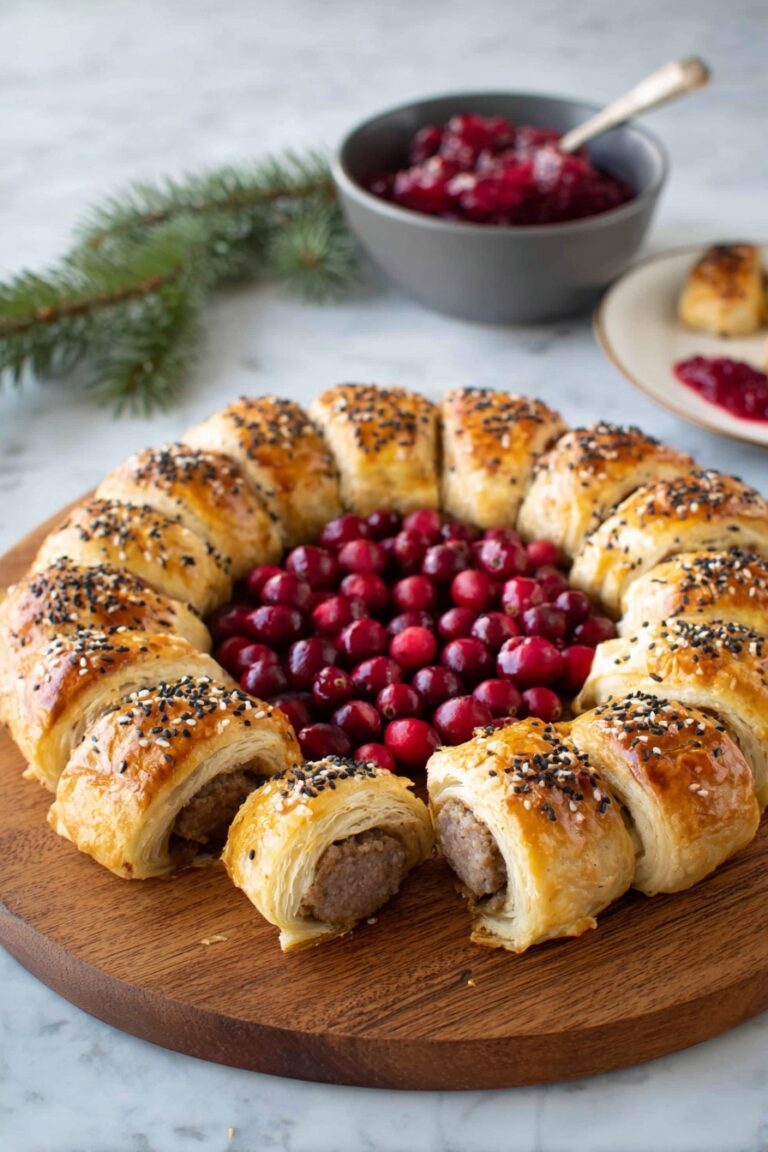 Sausage Roll Wreath with Cranberry Apple Sauce Recipe