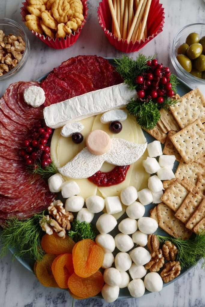 Santa Cheese Board with Crackers and Fruit Recipe