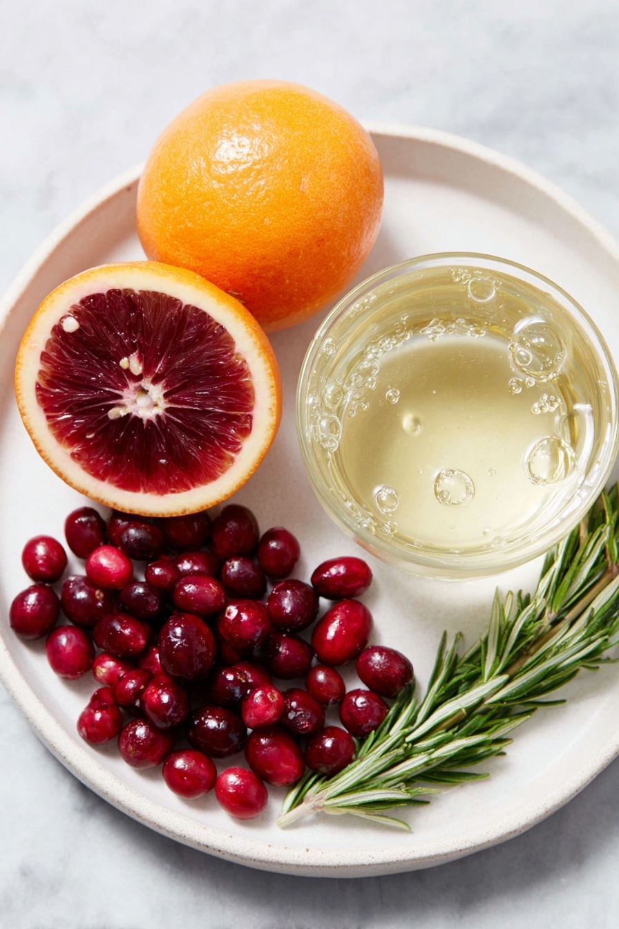 Flat lay of a small white ceramic bowl filled with bright red cranberry juice, a similar bowl with vibrant orange juice, another bowl containing clear sparkling water with bubbles, a neatly sliced fresh orange arranged in a simple white plate, thin slices of a crisp red and green apple on another white plate, a small white bowl with plump frozen cranberries glistening with frost, and a simple mound of clear ice cubes on a white ceramic dish, all evenly spaced in perfect symmetry, placed on a clean white marble surface, soft natural light, photo taken with an iPhone, professional food photography style, fresh ingredients, white ceramic bowls, no bottles, no duplicates, no utensils, no packaging --ar 2:3 --v 7 --p m7354615311229779997 - Virgin Cranberry Sangria, non-alcoholic mocktail, festive drink recipe, cranberry orange beverage, easy party drink