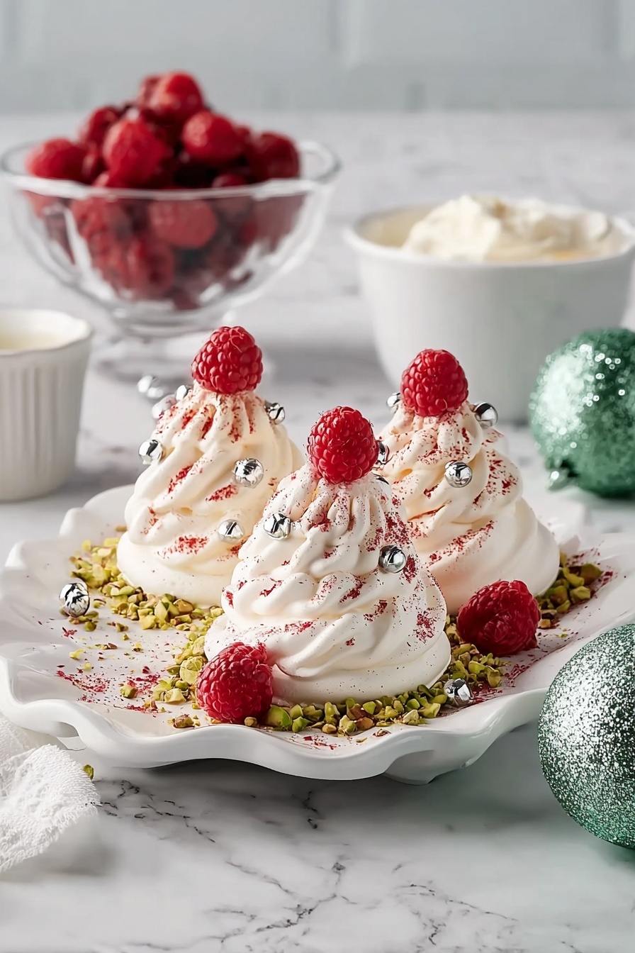 Mini Christmas Pavlova Trees Recipe - Serving