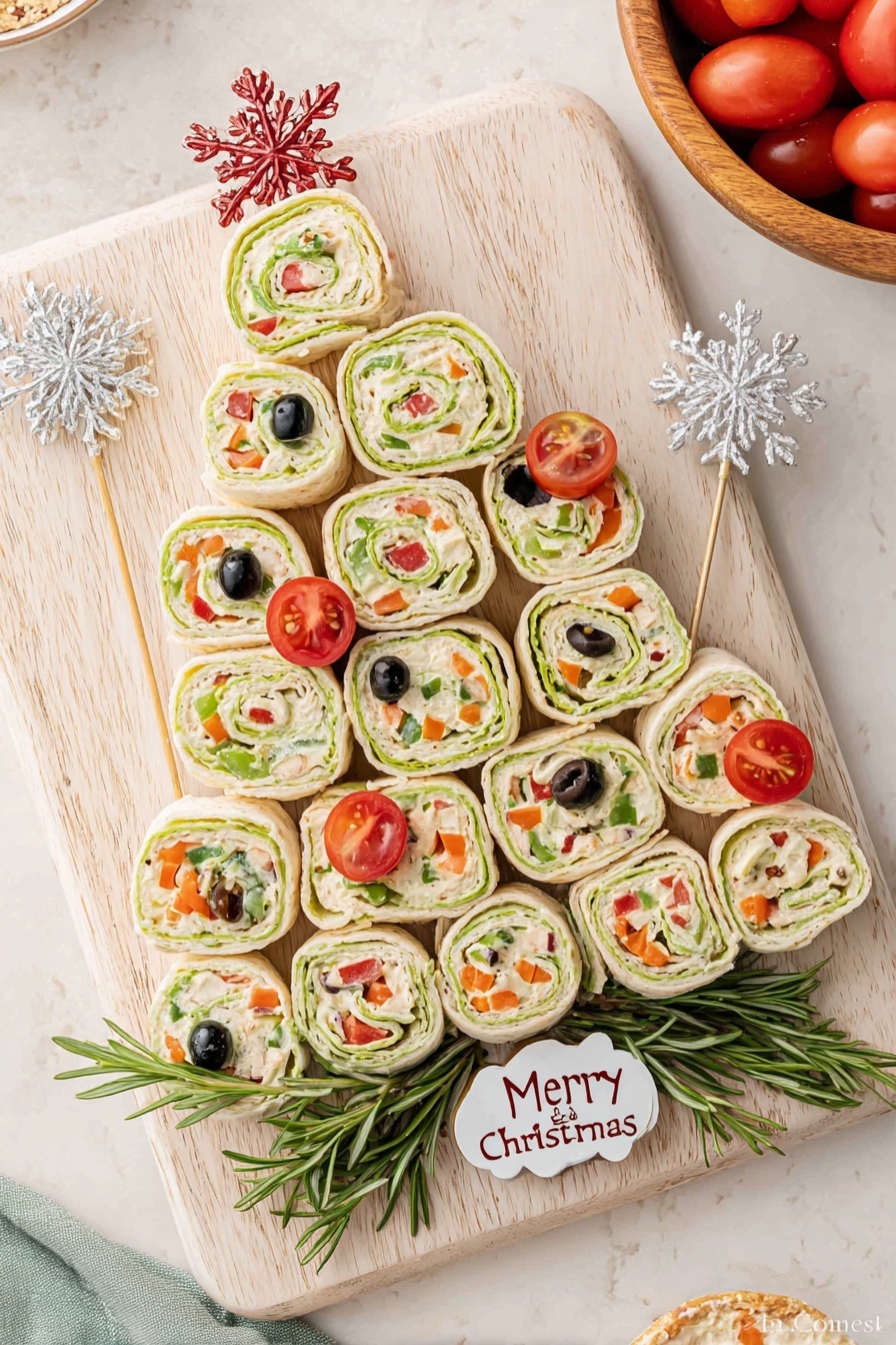 Festive Christmas Tree Pinwheel Appetizer Recipe - Serving