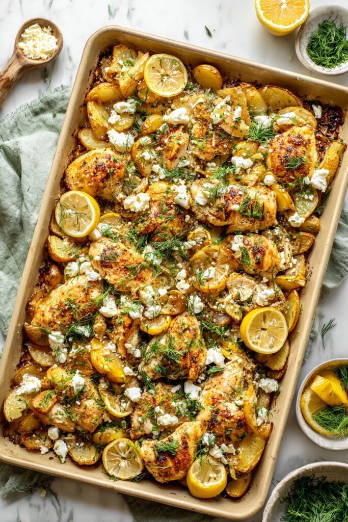 Herby Lemon Chicken and Potatoes Sheet Pan Dinner Recipe