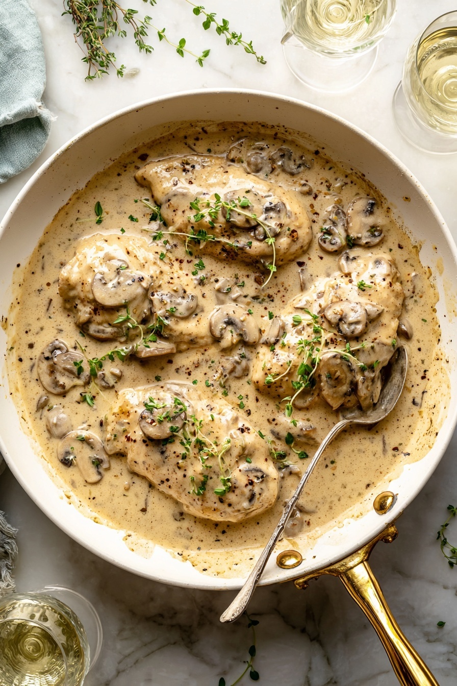 Skillet Chicken with Mushroom Parmesan Gravy Recipe - Serving