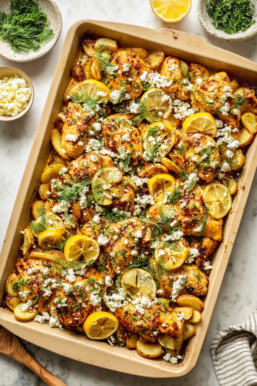 Herby Lemon Chicken and Potatoes Sheet Pan Dinner Recipe - Serving