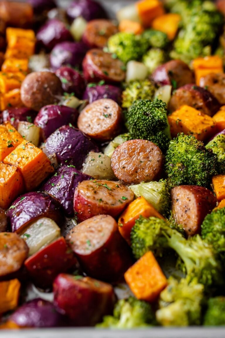 Honey Garlic Kielbasa Sheet Pan Dinner Recipe