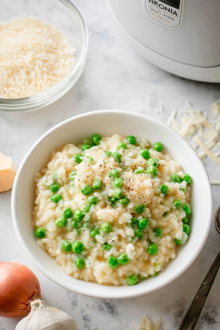 Easy Lemon Pea Risotto in Rice Cooker Recipe