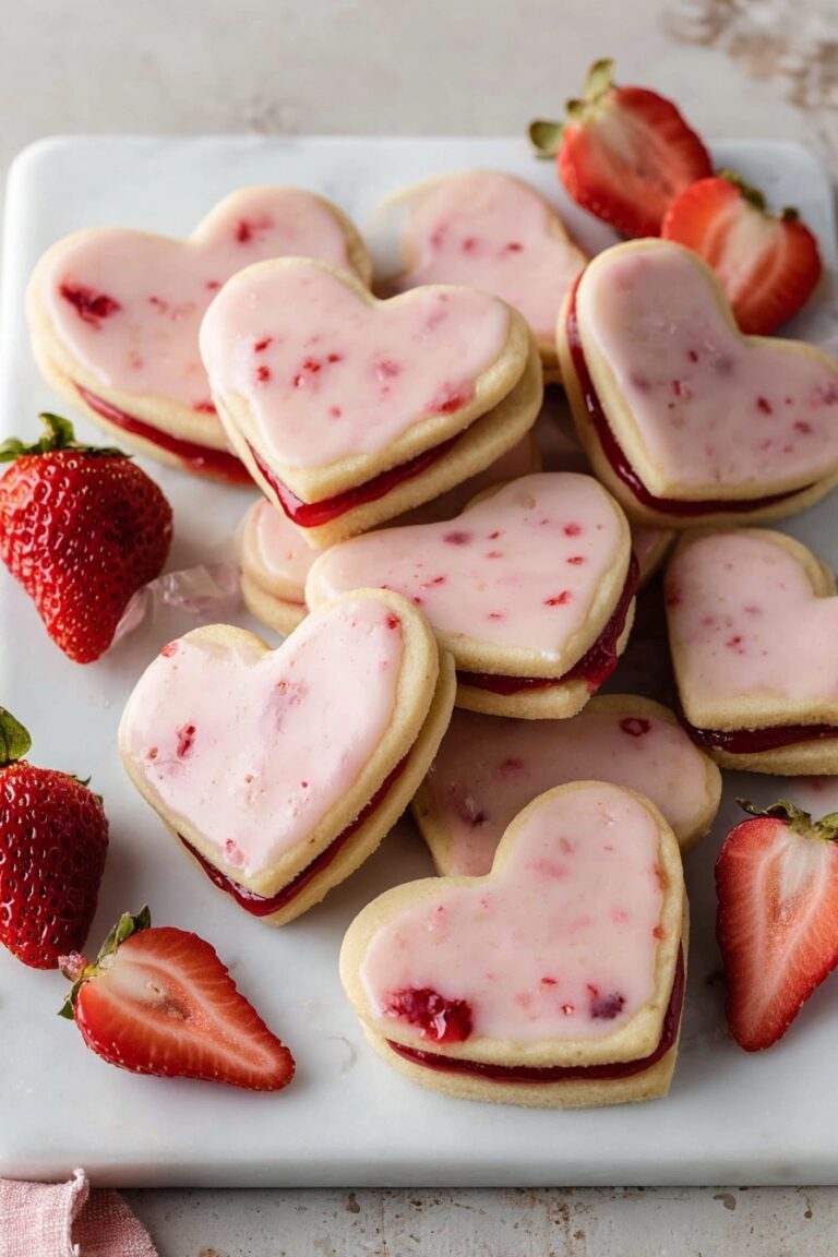 Heart-Shaped Strawberry Shortbread Cookies Recipe